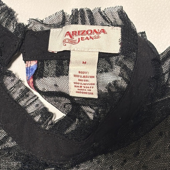 Arizona Jean Company Black Whimsigoth Y2K Lace Ruffle Floral Top - Picture 5 of 5